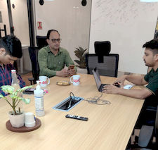 upGrad Bhubaneswar office - student and parents with the counselling team after their study abroad session
